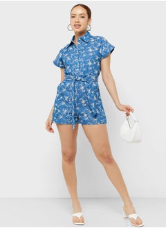 اشتري Floral Print Knot Detail Playsuit في الامارات