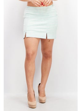 Buy Women Checkered Mini Skirt, Green in UAE