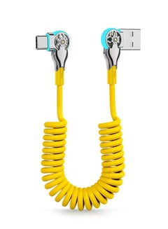 Buy 66W 6A Type C Super Fast Charging Rotating Spring Expansion Data Cable, Portable Stretch Charging Cable, Compatible with Android in UAE