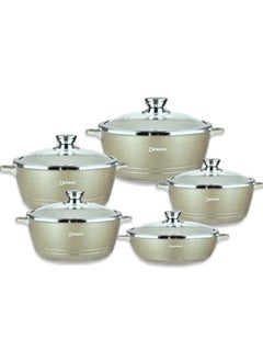 اشتري 10-Piece Granite Cookware Set Beige في الامارات