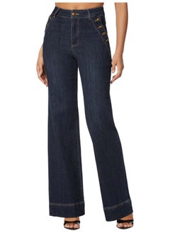 Buy High Waist Button Detail Flared Leg Jeans in Egypt