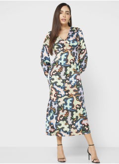 Buy Printed V-Neck Dress in UAE