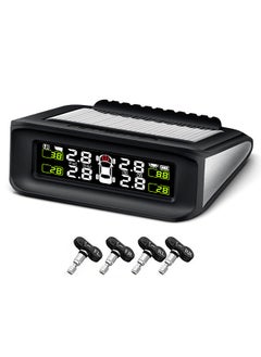 Buy Solar Tire Pressure Detector Car Wireless Tire Pressure Monitor Monitoring System Waterproof with 4 Sensors Alarm Function in Saudi Arabia