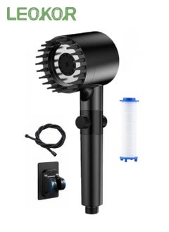 Buy High Pressure Shower Head Hard Water Softener Filtered Hand Held Showerhead Set With 1.5M Anti-explosion Hose and Bracket in Saudi Arabia