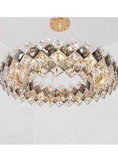 Buy Modern crystal chandelier from Youcandle, luxurious circular ceiling lighting, large chandelier 80 cm wide, suitable for reception halls, bedrooms, salons, works with E14 type bulbs in Saudi Arabia