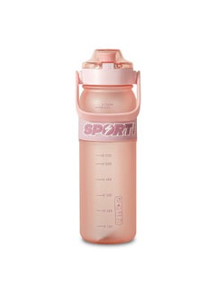 Buy EYUN sports water bottle plastic leak proof unisex for gym office outdoor school with strap 1l pink in Egypt