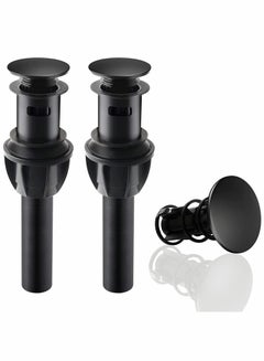Buy Sink Drains, Push and Seal Pop Up Drain Stopper with Overflow for Bathroom Sink Faucet Vessel Vanity, Matte Black 2 Pack in UAE