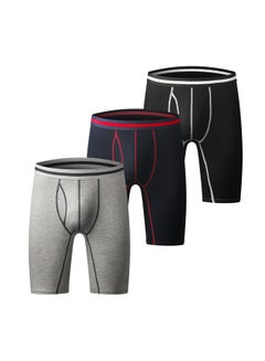 Buy 3 Pack Stretch Boxer Brief Underwear for Mens Soft Comfy Breathable Classics Cotton Plain Underwear Sport Open Fly Shorts in Saudi Arabia