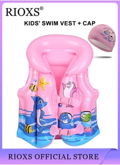 Buy Toddlers Kids Boys and Girls Swimming High Buoyancy Vest Inflatable Swimsuit Vest Beginner Swimming Equipment Swimsuit Cap Set in UAE