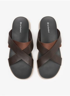 Buy Men Solid Criss Cross Strap Sandals in UAE