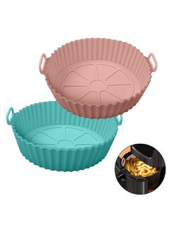 Buy Air Fryer Silicone Pot 2 Pcs Liners Food Safe Non-Stick Accessories Reusable Basket Kitchen Oven Round Tray for 3 to 5 Qt Airfryer in UAE