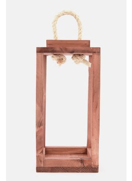 Buy Wooden Lantern 13 L x 25 H x 13 W cm, Tan in UAE