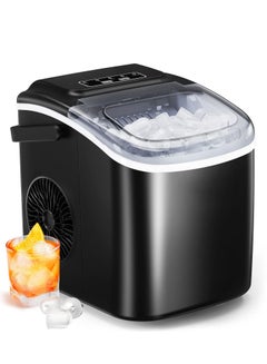 Buy Countertop Ice Maker Machine with Handle, 9 Cubes Ready in 6 Mins, 26lbs in 24Hrs, Auto-Cleaning Portable Ice Maker, 2 Sizes of Bullet Ice for Home Kitche Camping RV Party (Black) in UAE