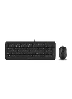 Buy FSTYLER 2 Section Wired Keyboard Mouse Desktop Set F1512, High-Elasticity Silicon,4-Way Wheel With 1200 Dpi, Black in UAE