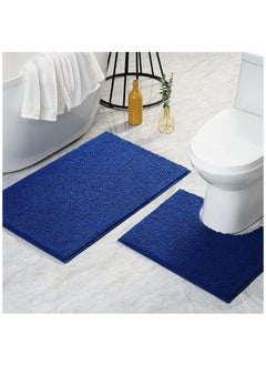 اشتري 2-Piece Non-Slip Fluffy Soft Plush Microfiber Washable Quick Dry Ultra Bath Mats For Tub Bathroom Rugs Bath Mat في الامارات