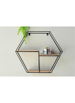 Buy Dranad Hexagon Metal Shelf Natural 48x10x42cm in UAE