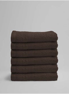 Buy 6 Pieces Face Towel by La'Marvel, Chocolate 550 GSM 100% Cotton Luxury Home Towels in Saudi Arabia