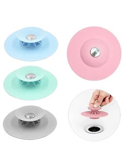 Buy 4pcs Shower Drain Stopper, Universal Bathtub Stopper Plug Cover 2-In-1 Strainers Silicone Bathtub Drain Cover And Strainer Protector For Floor Laundry Kitchen and Bathroom Assorted Color in UAE