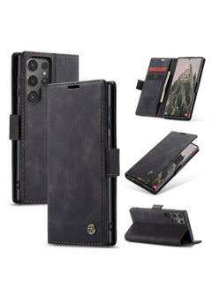 Buy Phone Case Compatible with Samsung Galaxy S24 Ultra with Card Holder High-end Retro Leather Shockproof Protective Wallet Case in Saudi Arabia