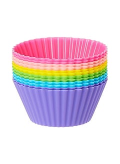 Buy 24 PCS Silicone Cupcake Non-Stick Muffin Cake Multicolored Chocolate Liner Baking Cup Mold in UAE