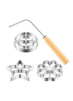 Buy Mold with Handle Rosette Cookie Tool Aluminium Cast Waffle Molds Set 3 Interchangeable Heads Star Flower Circle for Kitchen Baking Cooking Housewares in Saudi Arabia