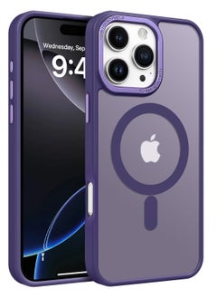 Buy iPhone 16 Pro MagSafe Case Magnetic Back Cover,【Shockproof Military-Grade Protection】Translucent Matte Back, Slim Phone Cover with Strong Magnet for Apple 16 Pro (2024)(Purple) in Saudi Arabia