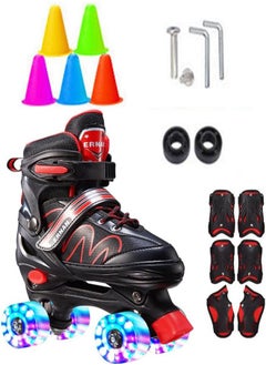 Buy Roller Skates for Kids Adjustable Size Flash Wheel Classic Double Row Roller Skates for Boys and Girls Sizes 33-37 in UAE