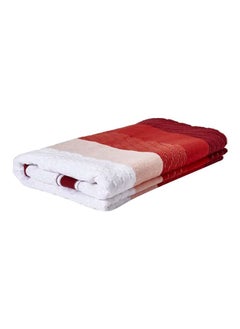 Buy Zic Zac- Bath Sheet 500 GSM 100% Cotton Velour 80X160 cm Modern Stripe Design Luxury Touch Extra Absorbent Red in UAE