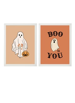 اشتري set of 2, Halloween Spooky Ghost Framed Poster 30x40cm - Spooky Halloween Wall Art Decor for Kids' Rooms, Home, Nursery, or Party -  Halloween Decoration Gift في الامارات