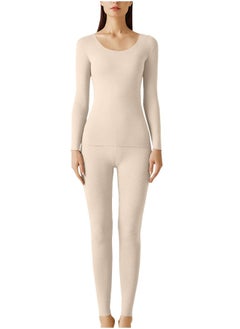 Buy Womens Thermal Underwear Sets 2 Piece Soft Base Layer Top and Bottom Long Johns Set with Fluff Lined Winter Warm Suit in UAE