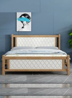 Buy Modern Wooden Bed King Size 180x200 Cm With Medical Mattress in UAE