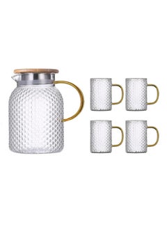 Buy Premium Glass Tea Kettle Set: 4 Elegant Clear Water Glasses & Modern Pitcher for Parties & Everyday Use in UAE