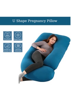 اشتري Pregnancy Body Pillow G Shaped Full Body Maternity Pillow with Removable Cooling Cover for Pregnant Women， Support to Head,Neck, Legs and Back Blue في الامارات