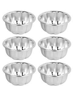 Buy 6PCS Egg Tart Molds Flower Shape Cupcake Cups , Aluminum Alloy Baking Tool  (3.5 x 1.6 inches) Silver in Saudi Arabia