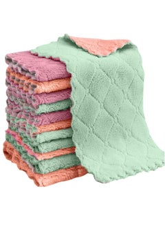 اشتري Microfiber Cleaning Cloth 12 Pack 25x15cm Dish Towels Quick Drying Strong Absorption Water and Remove Oil Dust Towels for Household Kitchen Cooking Car Wash Bathroom في الامارات