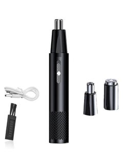 Buy Nose Ear Clipper Hair Trimmer Rechargeable, Electric Nose and Ear Hair Trimmer, 2 in 1 Painless Facial Hair Trimmer with Dual Edge Blades, Washable Stainless Steel Blade (Black) in Saudi Arabia