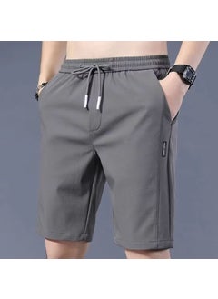 اشتري Mens Breathable Ice Silk Shorts 2023 Summer Casual Loose Quick-Dry dark gray في السعودية