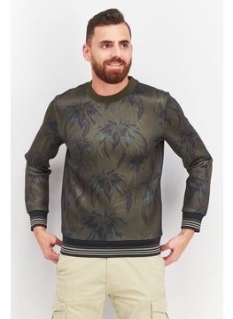 اشتري Men Crew Neck Allover Print Long Sleeve Sweatshirt, Dark Green في الامارات