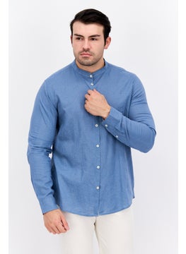 اشتري Men Regular Fit Solid Long Sleeve Casual Shirt, Blue في الامارات