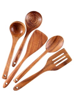 Buy Healthy Cooking Utensils Set, Wooden Cooking Tools - Natural Nonstick Hard Wood Spatula and Spoons - Durable Eco-friendly  Kitchen Cooking spoon (set of 5) in Saudi Arabia