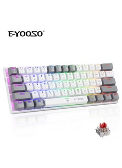 Buy Z-11 60% Wired RGB Arabic & English Mechanical Keyboard,61 Keys Compact Gaming Keyboard with Linear Red Switches (White Grey) in Saudi Arabia