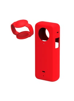 Buy Compatible Case for Insta360 One X3 | Silicone Carrying Case with Guards Lens Cover Cap | Anti-drop Protective Accessories Cover for Insta360 X3 Action Camera Accessories - Red in UAE