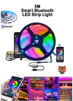 Buy 5M Bluetooth RGB LED Strip Light – Music Sync, Phone Control, Flexible Colorful Lighting for Home Decor, Kitchen, Bedroom, TV Backlight, and More in UAE