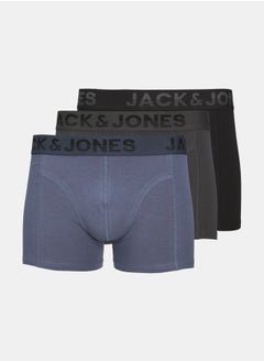 Buy Pack of 3 - Logo Detail Elastic Waistband Trunks in Saudi Arabia