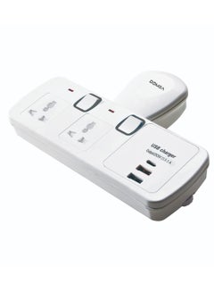 Buy Adaptor Multi Plug Extension With 2 Universal Sockets, 2 USB Ports And 1 C-Type Port, Plug Type Adaptor, Safety Fuse, Individual Switches in UAE