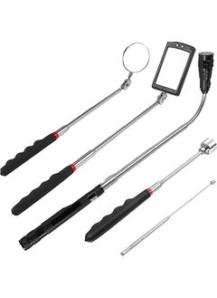 Buy 5PCS Magnetic Telescoping Pick-up Tool Kit with 20lb and 1.5lb Pick Up Rod, Round and Square 360 Swivel Adjustable Inspection Mirror and Telescoping Flexible LED Flashlight (Batteries Included) in UAE