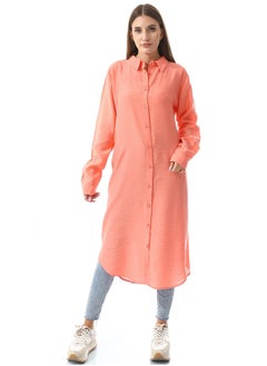 Buy Regular Fit Plain Long Shirt_Rouge Pink in Egypt