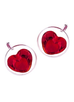 Buy Double Wall Heart Shape Glass With Handle Set of 2 180 ML in UAE