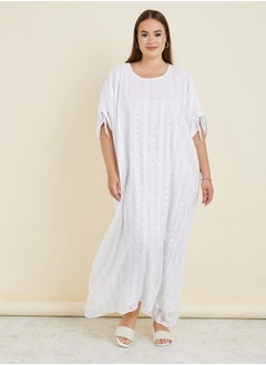 Buy Plus Jacquard Kaftan Maxi Dress with Pearl Embellishment in Saudi Arabia