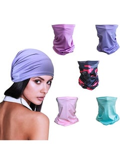 اشتري Neck Gaiter Headband Tube Bandana Ice Silk Viscose Fiber Elastic Scarf Sunscreen Balaclava Wicking Face Mask Dust Sun UV Protection Fishing Hiking Motorcycle Cooling Helmet Liner Men Women Set of 5 في الامارات